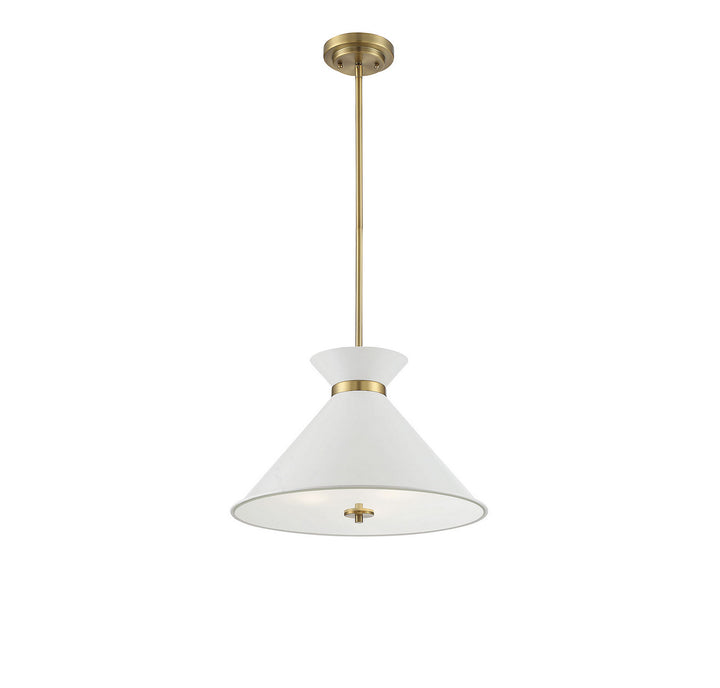 Savoy House Lamar 7-2416-3-160 Pendant Light - White with Brass Accents