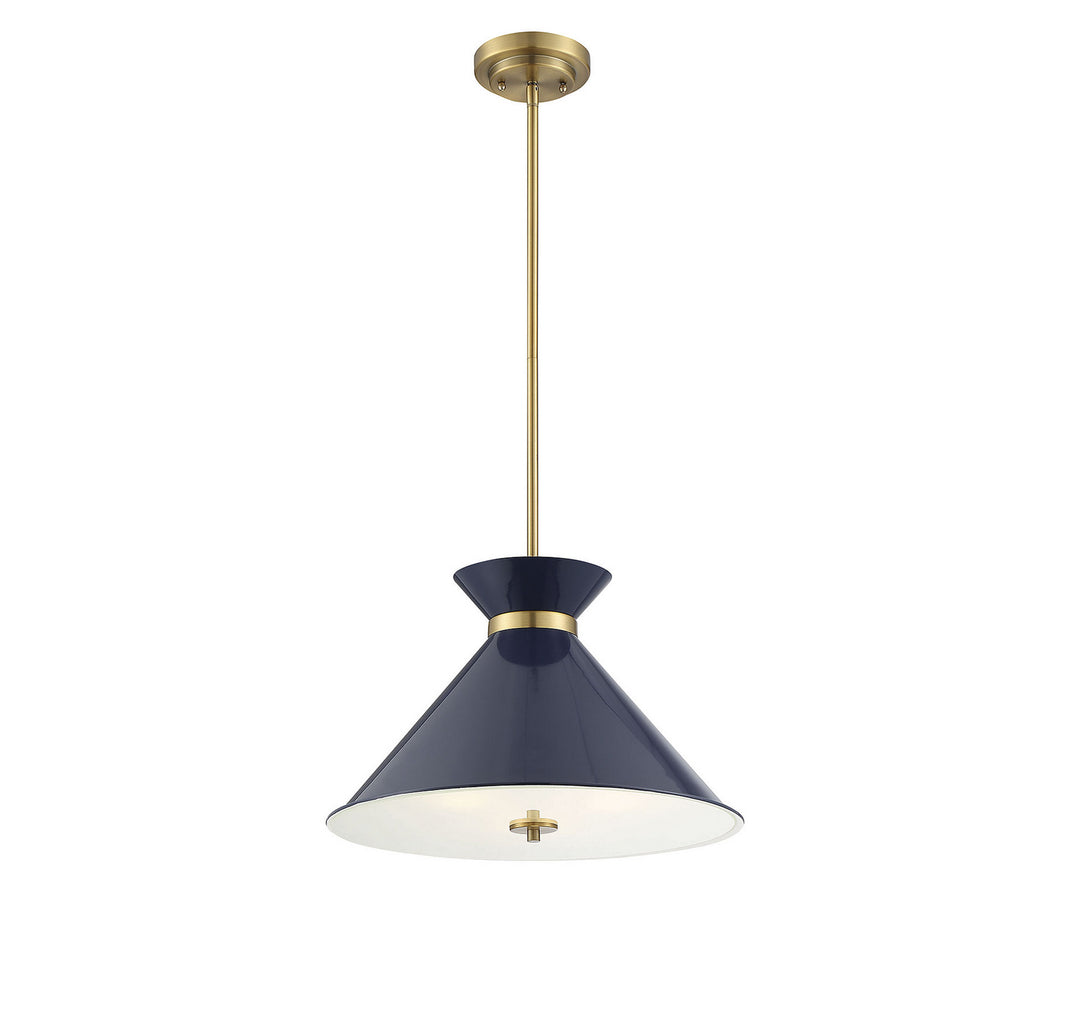 Savoy House Lamar 7-2416-3-161 Pendant Light - Navy Blue with Brass Accents