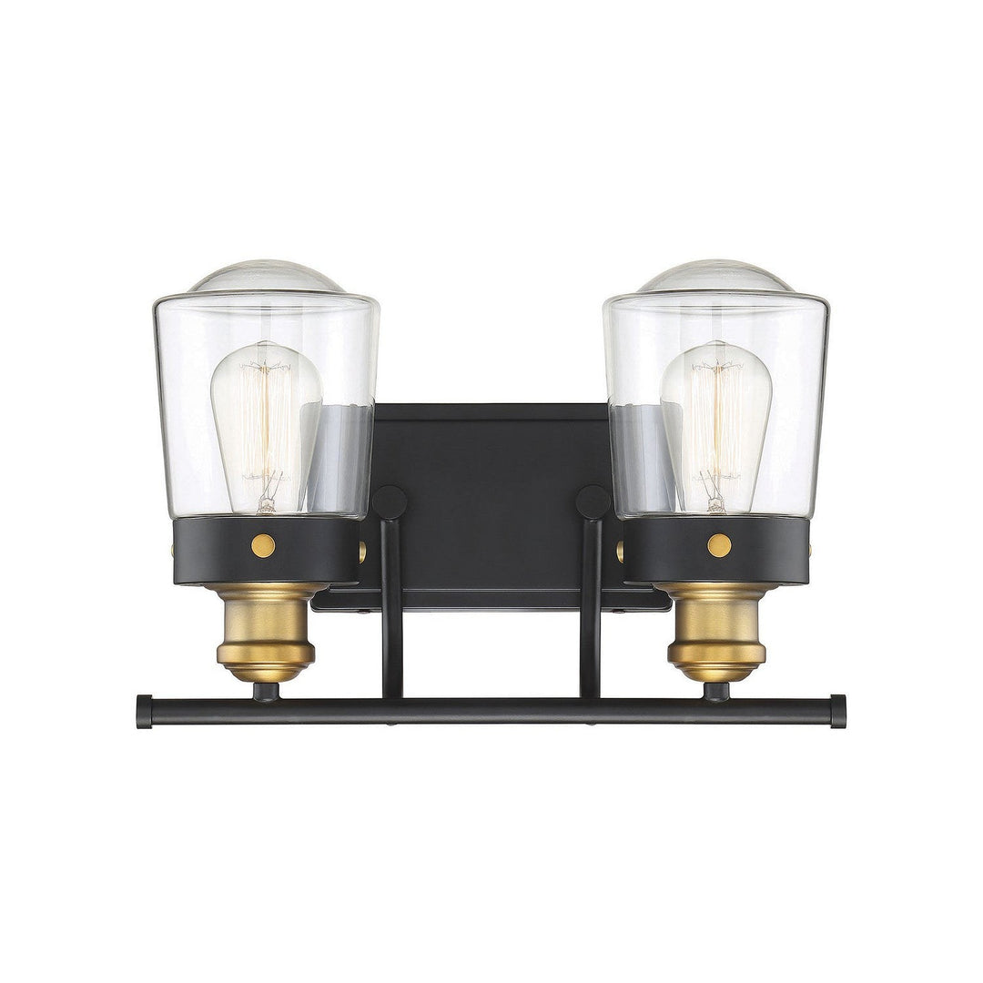 Savoy House Macauley 8-2069-2-51 Bath Vanity Light 15 in. wide - Vintage Black with Warm Brass