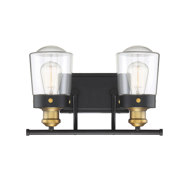 Savoy House Macauley 8-2069-2-51 Bath Vanity Light 15 in. wide - Vintage Black with Warm Brass