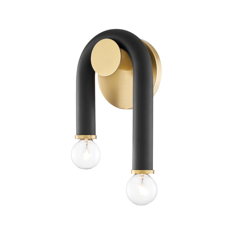 Mitzi Whit H382102-AGB/BK Wall Sconce Light - Aged Brass/Black