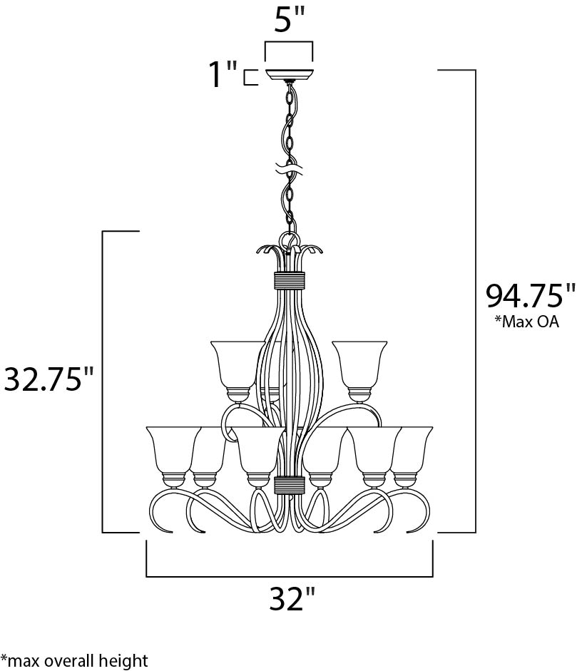 Maxim Basix 10128FTSN Chandelier Light - Satin Nickel