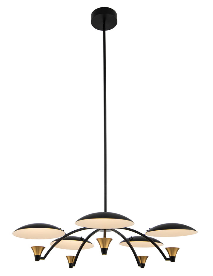 Kalco Redding 513671BWB Chandelier Light - Matte Black w White and Brass Accent