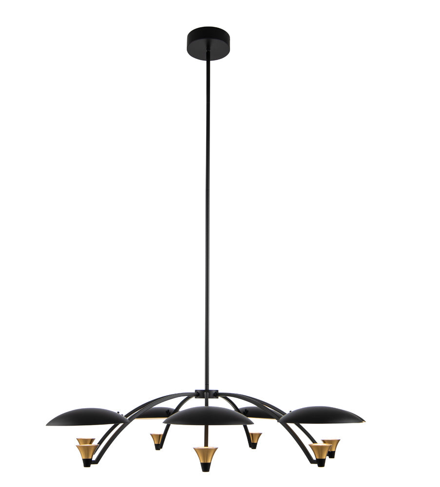 Kalco Redding 513672BWB Chandelier Light - Matte Black w White and Brass Accent