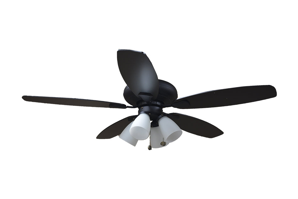 HOMEnhancements Deco U552 MB5MB/WL+4G431(4XLED3K) Ceiling Fan 52 - Matte Black, Matte Black/Walnut/