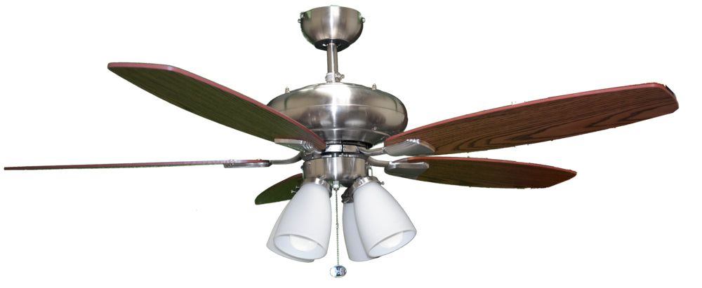 HOMEnhancements Deco U552 NK5SV/WL+4G431(4xLED3K) Ceiling Fan 52 - Brushed Nickel, Silver/Walnut/