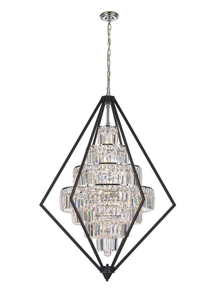 StarFire Geometric 6514BC Chandelier Light - Black and Chrome