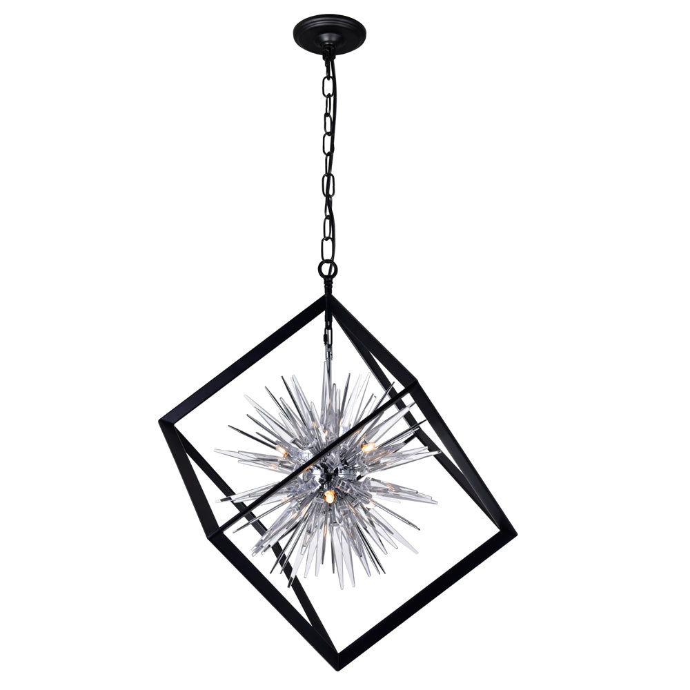 CWI Starburst 1178p22-6-601 Chandelier Light - Chrome & Black