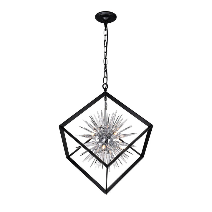 CWI Starburst 1178p22-6-601 Chandelier Light - Chrome & Black