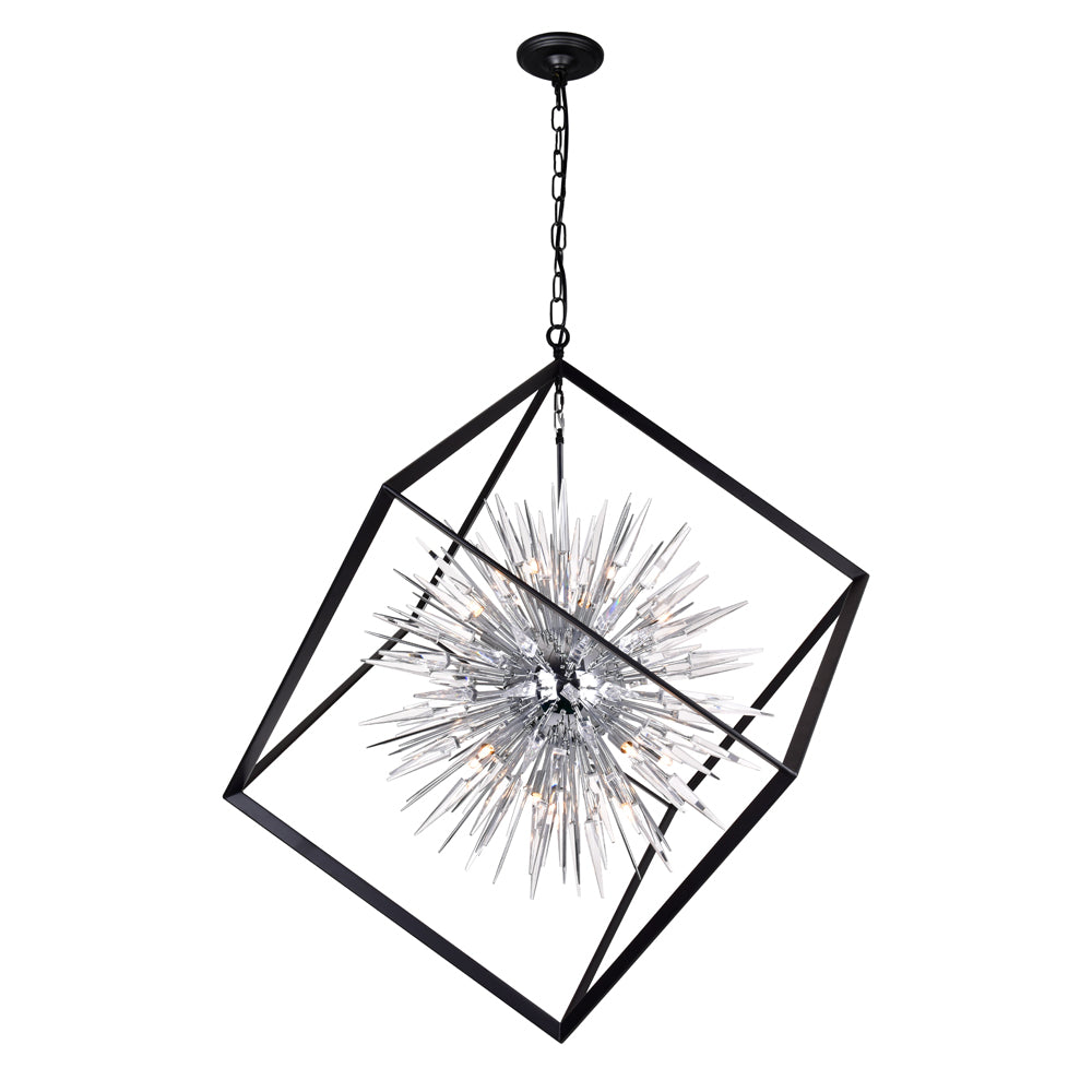 CWI Starburst 1178p44-20-601 Chandelier Light - BLACK&CHROME