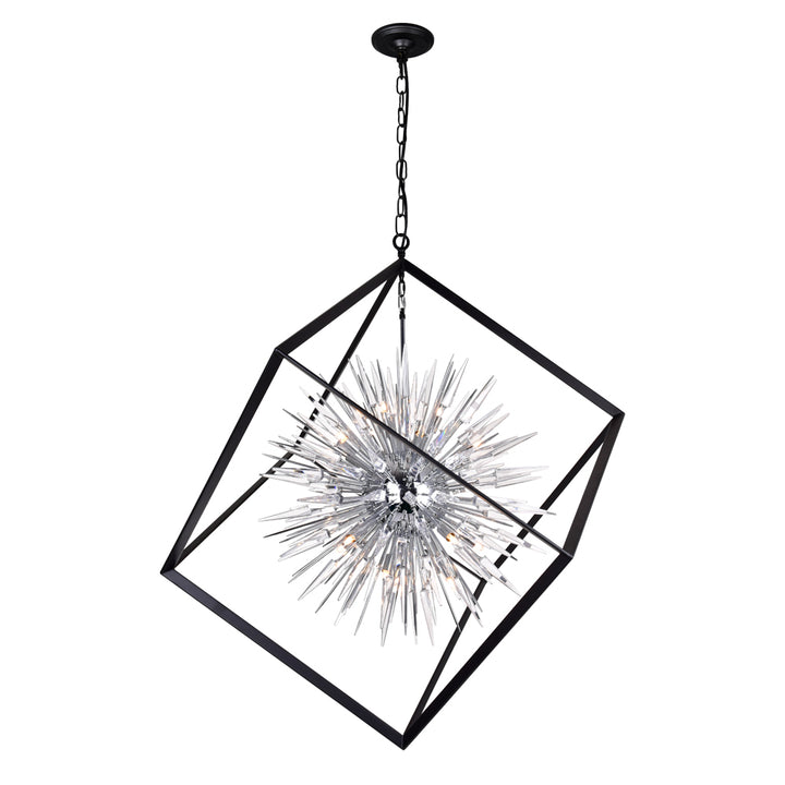 CWI Starburst 1178p44-20-601 Chandelier Light - BLACK&CHROME