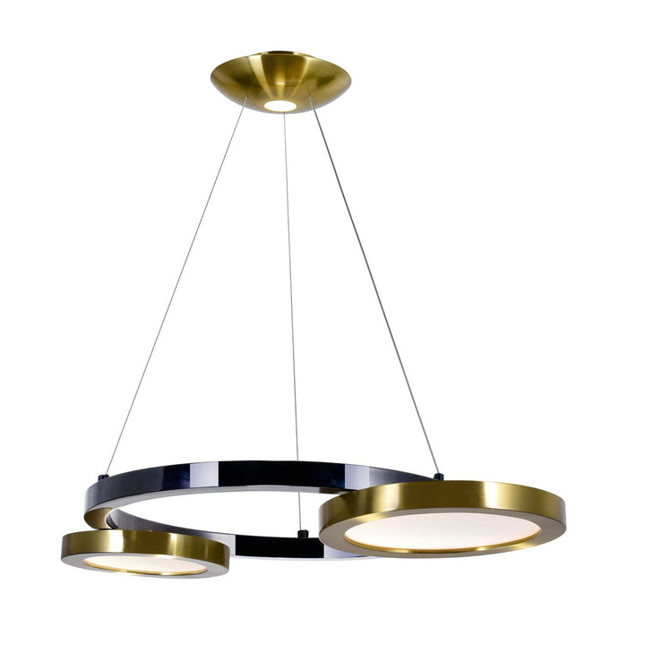 CWI Deux Lunes 1215p20-2-625 Chandelier Light - Brass & Pearl Black