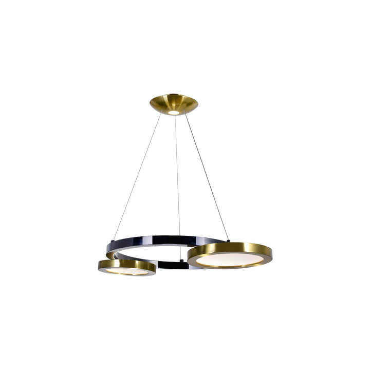 CWI Deux Lunes 1215p20-2-625 Chandelier Light - Brass & Pearl Black