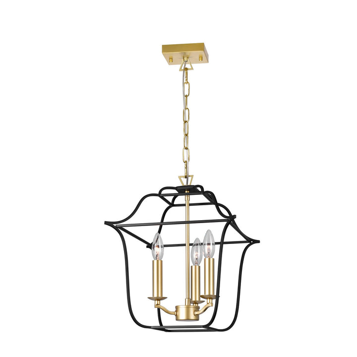 CWI Tudor 1223p12-3-602 Pendant Light - Satin Gold & Black