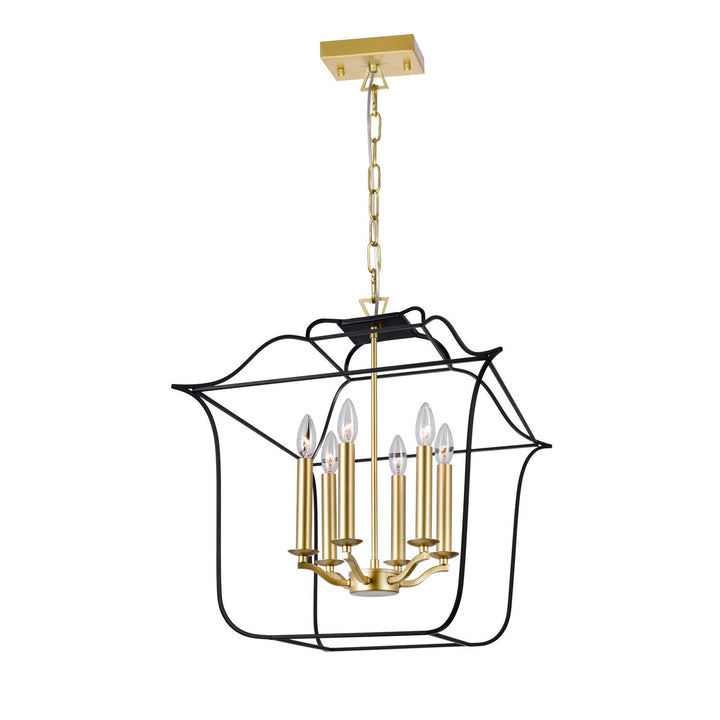 CWI Tudor 1223p20-6-602 Pendant Light - Satin Gold & Black