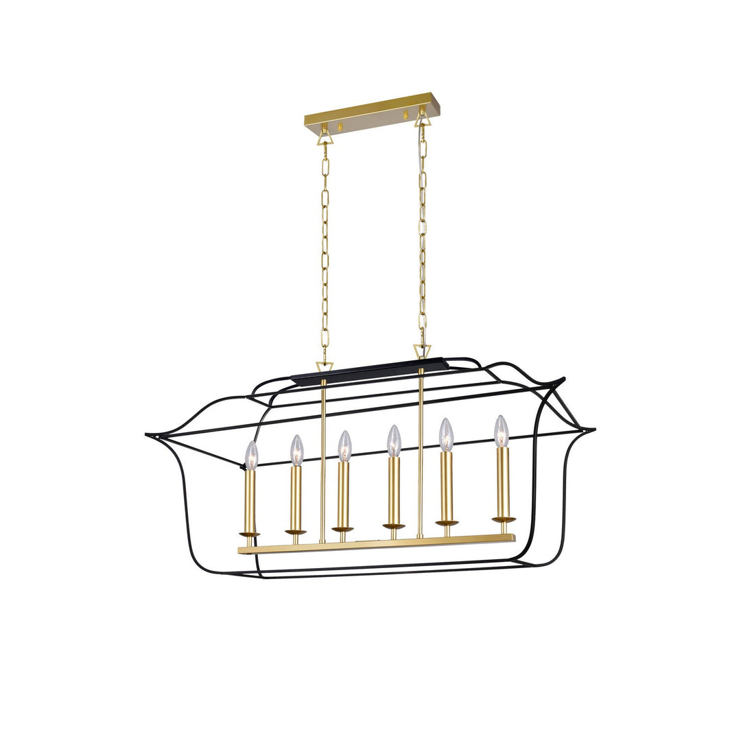 CWI Tudor 1223p36-6-602 Pendant Light - Satin Gold & Black