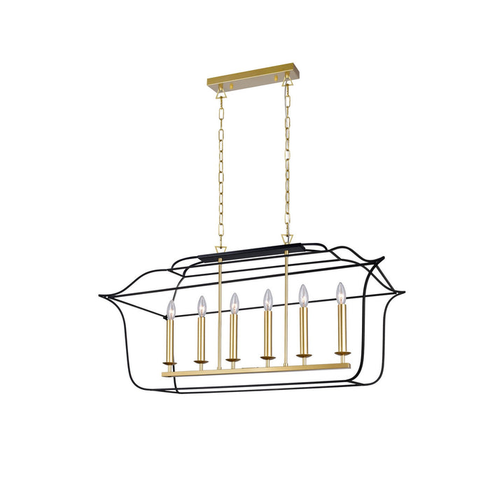 CWI Tudor 1223p36-6-602 Pendant Light - Satin Gold & Black