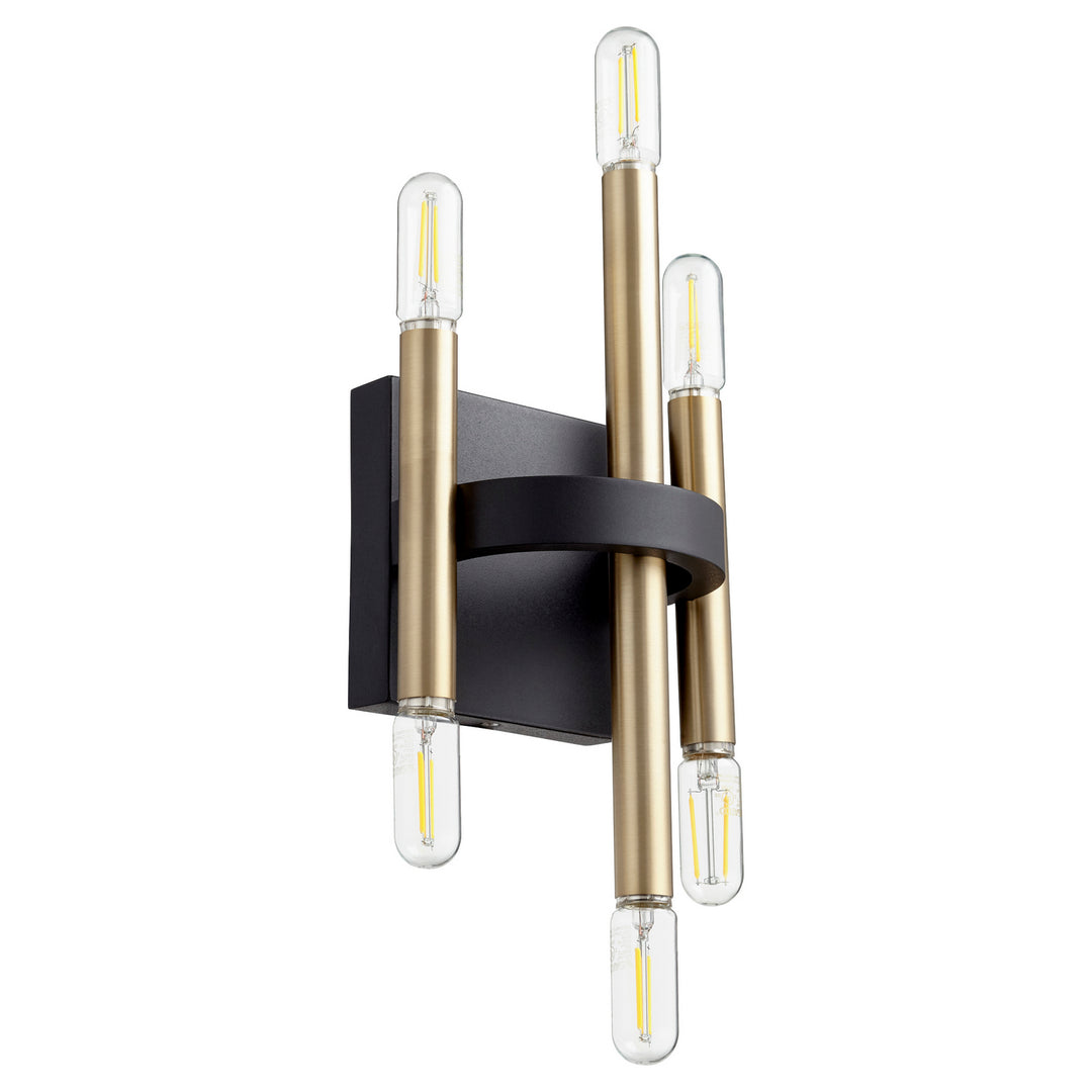Quorum Luxe 50-6-6980 Wall Sconce Light - Textured Black W/ Aged Brass