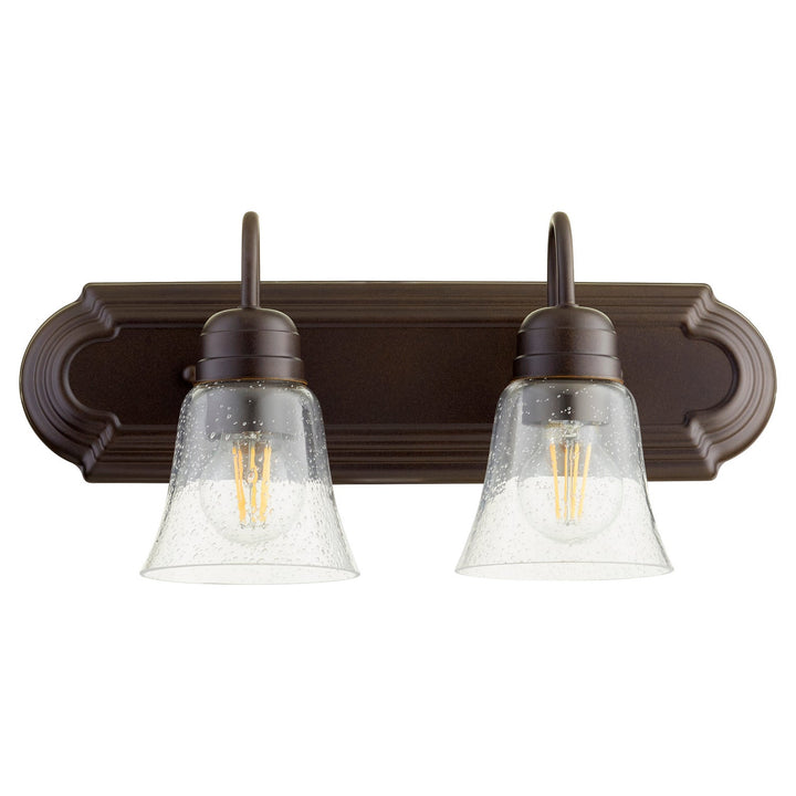 Quorum 5094 Vanities 5094-2-286 Bath Vanity Light 18 in. wide - Oiled Bronze W/ Clear/Seeded