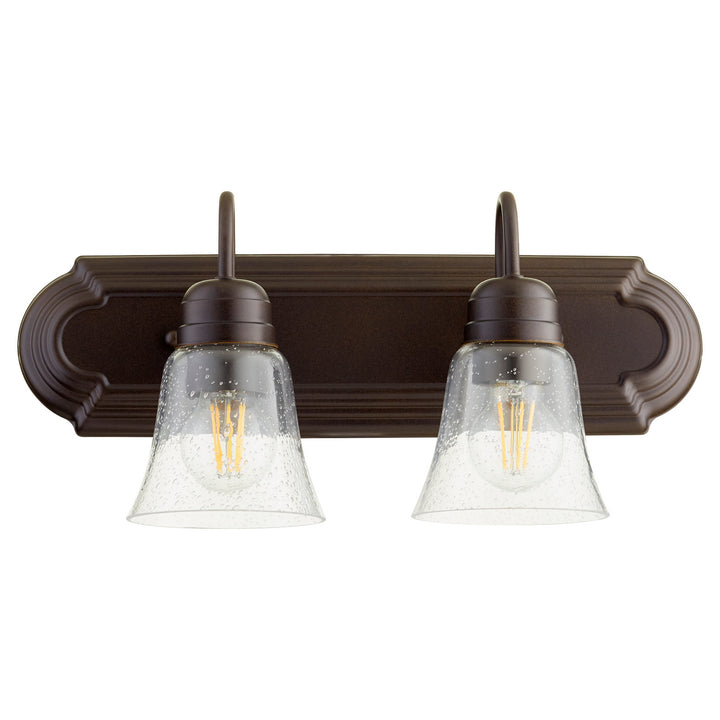 Quorum 5094 Vanities 5094-2-286 Bath Vanity Light 18 in. wide - Oiled Bronze W/ Clear/Seeded