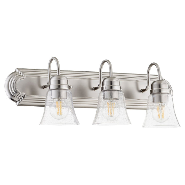 Quorum 5094 Vanities 5094-3-265 Bath Vanity Light 24 in. wide - Satin Nickel W/ Clear/Seeded