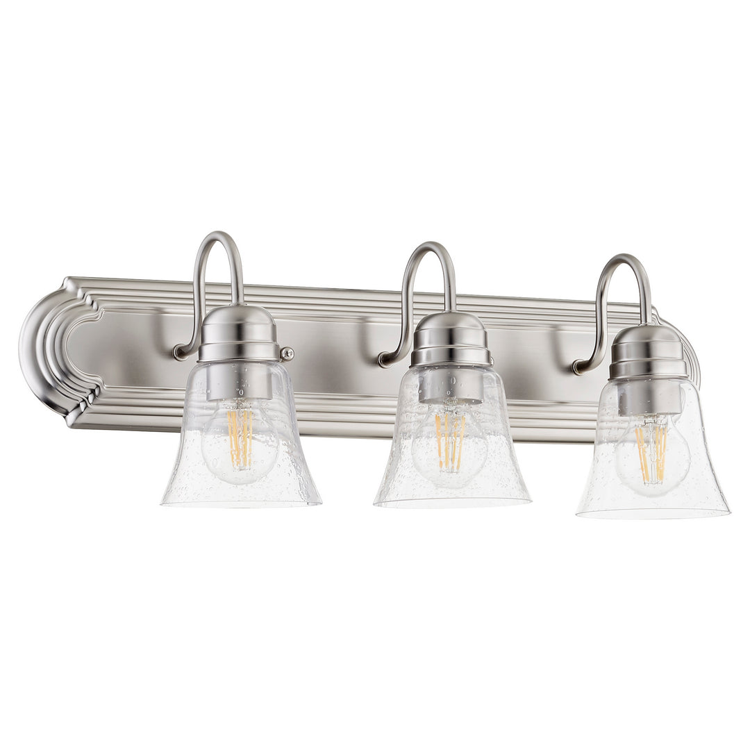 Quorum 5094 Vanities 5094-3-265 Bath Vanity Light 24 in. wide - Satin Nickel W/ Clear/Seeded