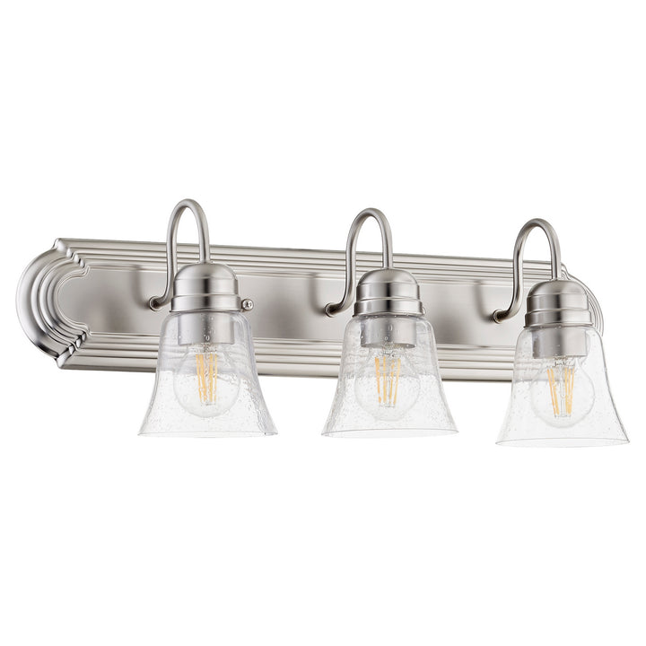 Quorum 5094 Vanities 5094-3-265 Bath Vanity Light 24 in. wide - Satin Nickel W/ Clear/Seeded