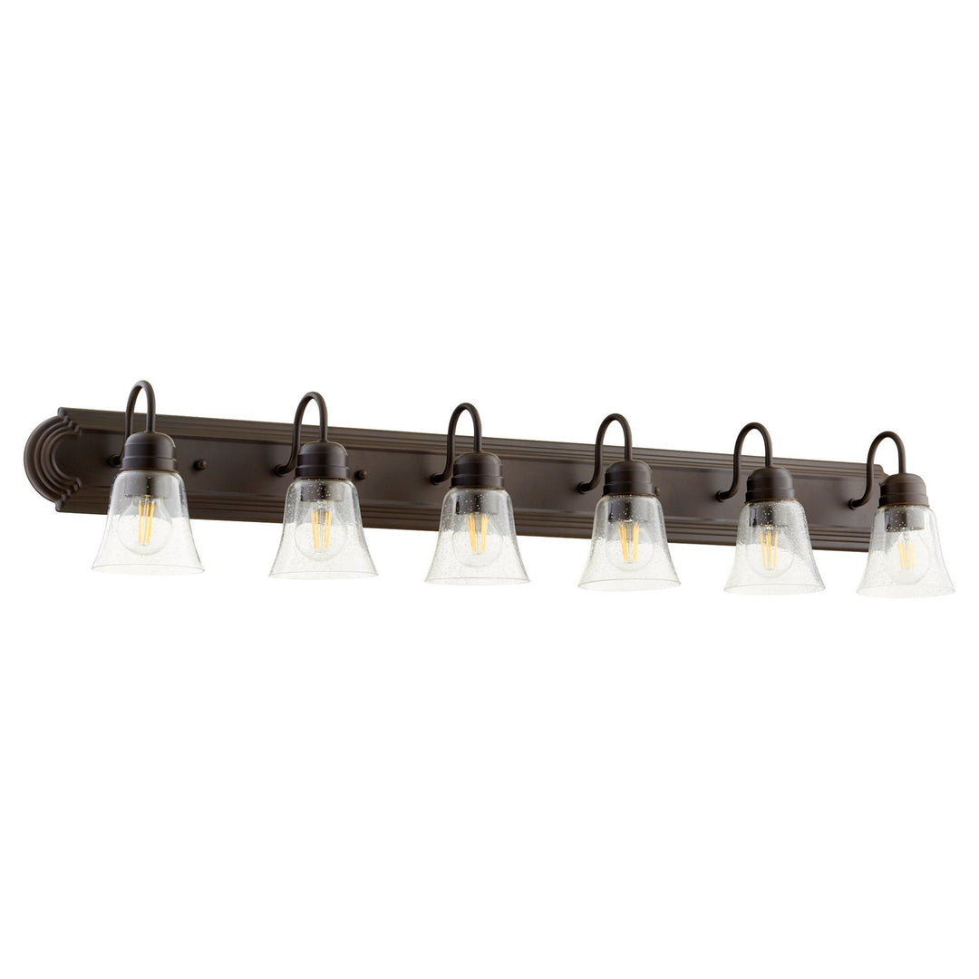 Quorum 5094 Vanities 5094-6-286 Bath Vanity Light 48 in. wide - Oiled Bronze W/ Clear/Seeded