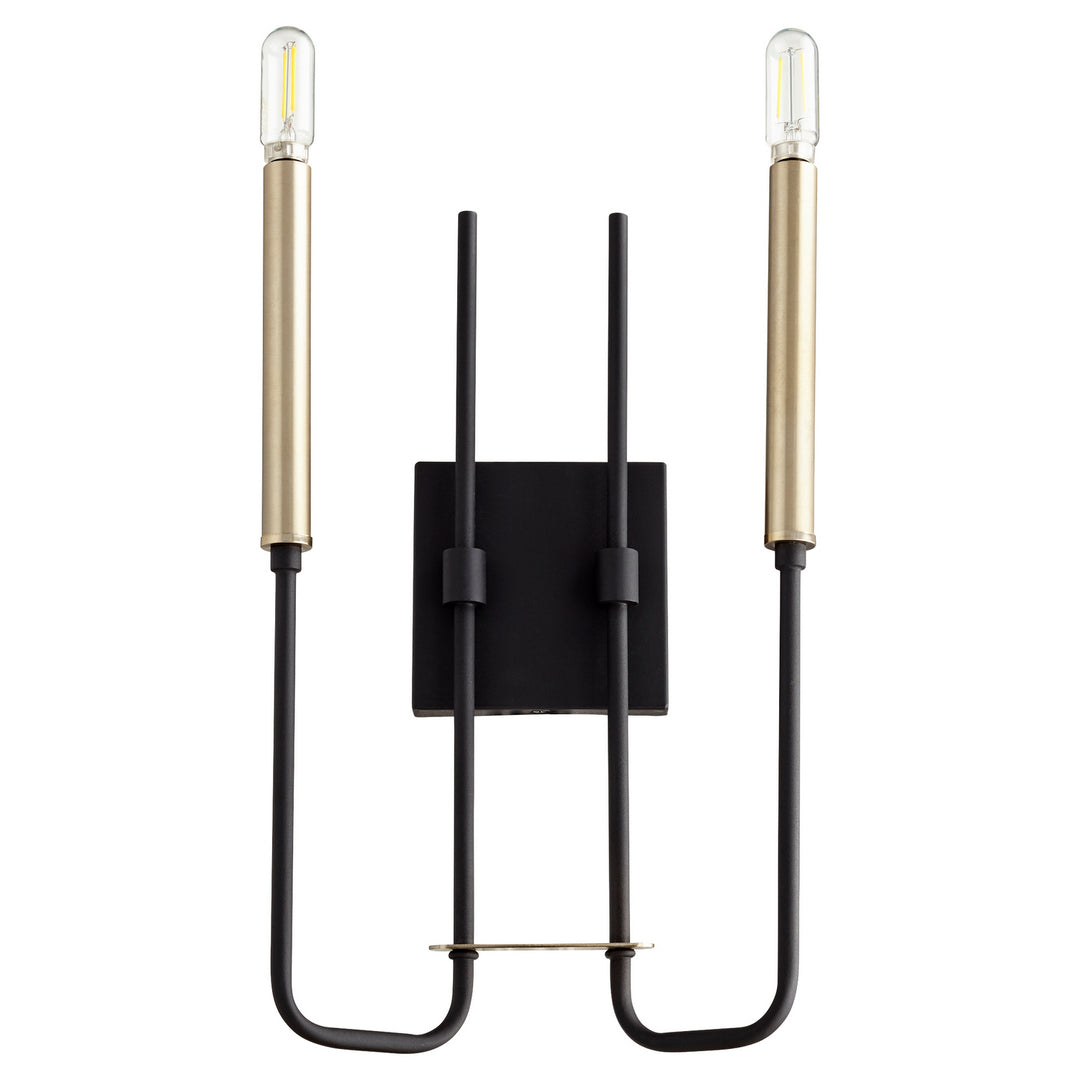 Quorum Hope 530-2-6980 Wall Sconce Light - Textured Black W/ Aged Brass