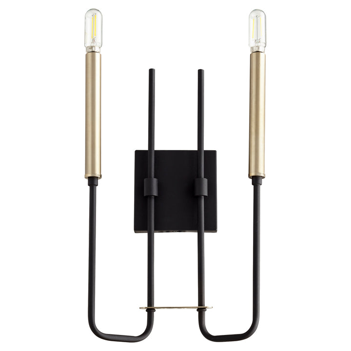 Quorum Hope 530-2-6980 Wall Sconce Light - Textured Black W/ Aged Brass