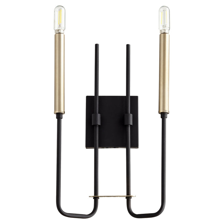 Quorum Hope 530-2-6980 Wall Sconce Light - Textured Black W/ Aged Brass
