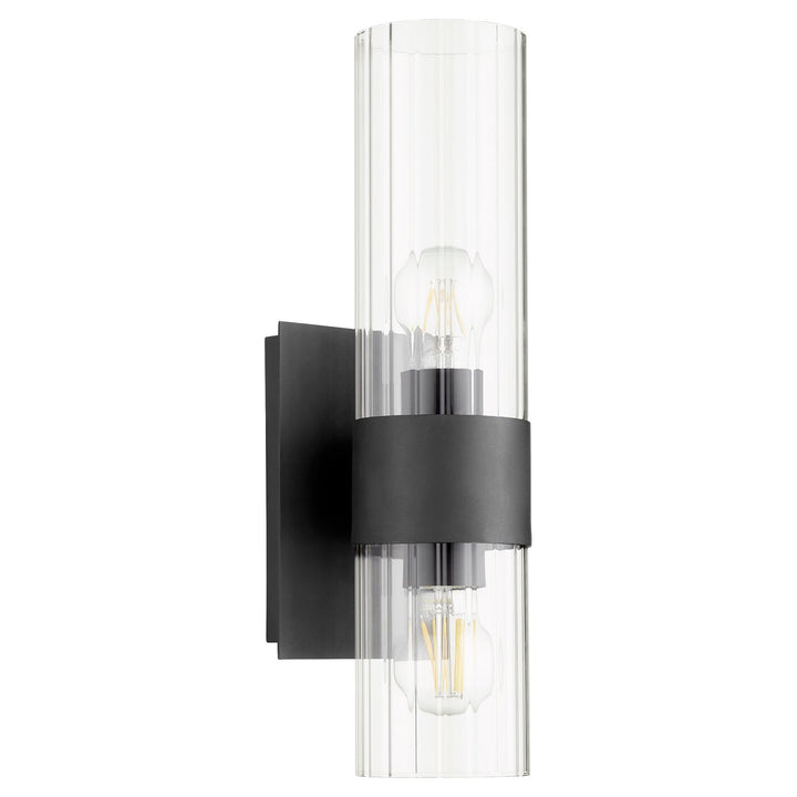 Quorum 5827 Clear Fluted Wall Mounts 5826-2-69 Wall Sconce Light - Textured Black