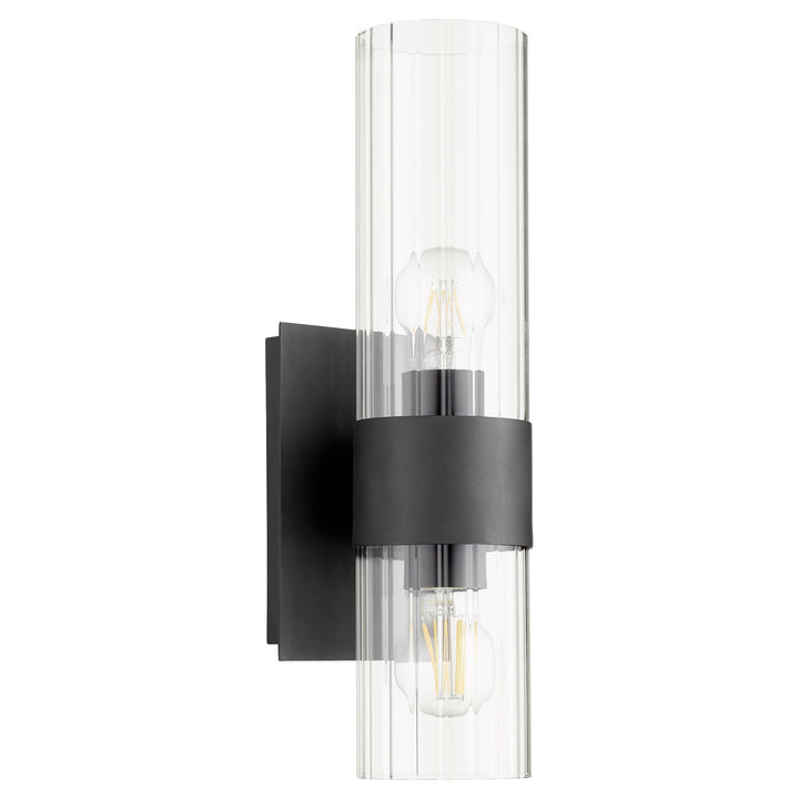 Quorum 5827 Clear Fluted Wall Mounts 5826-2-69 Wall Sconce Light - Textured Black