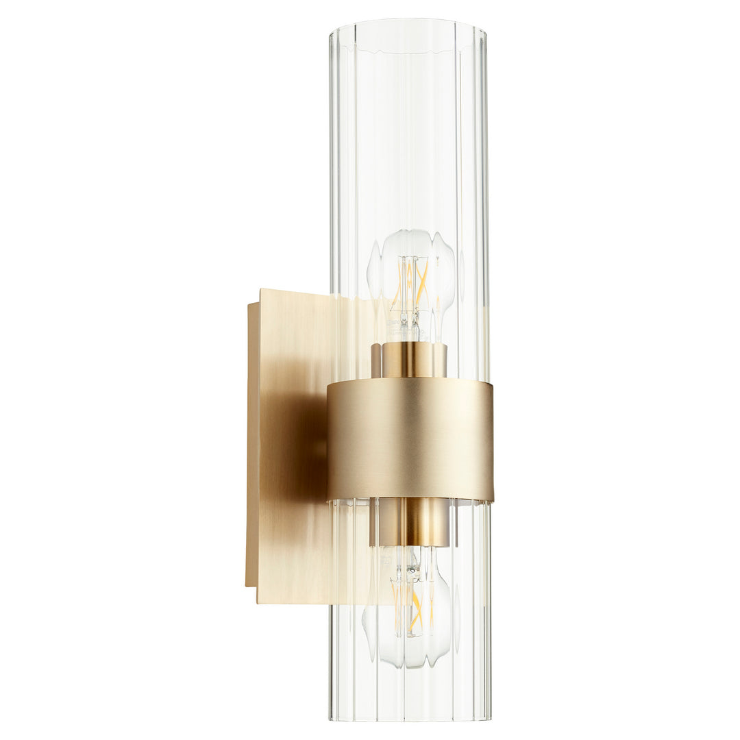 Quorum 5828 Clear Fluted Wall Mounts 5826-2-80 Wall Sconce Light - Aged Brass