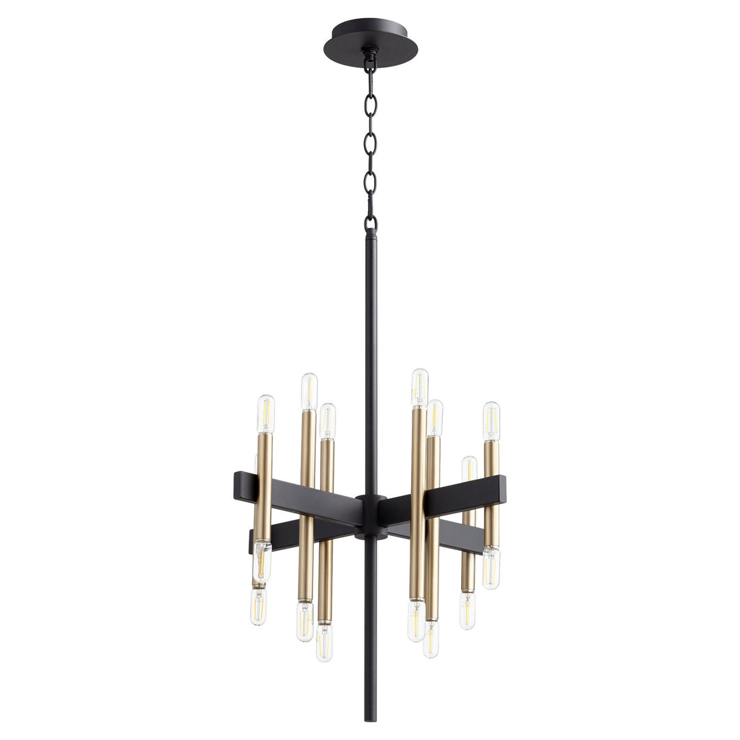 Quorum Luxe 60-16-6980 Chandelier Light - Textured Black W/ Aged Brass