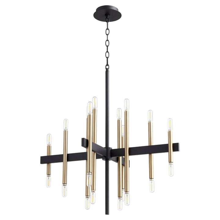 Quorum Luxe 60-20-6980 Chandelier Light - Textured Black W/ Aged Brass