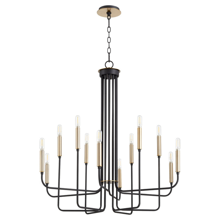 Quorum Hope 630-126980 Chandelier Light - Textured Black W/ Aged Brass