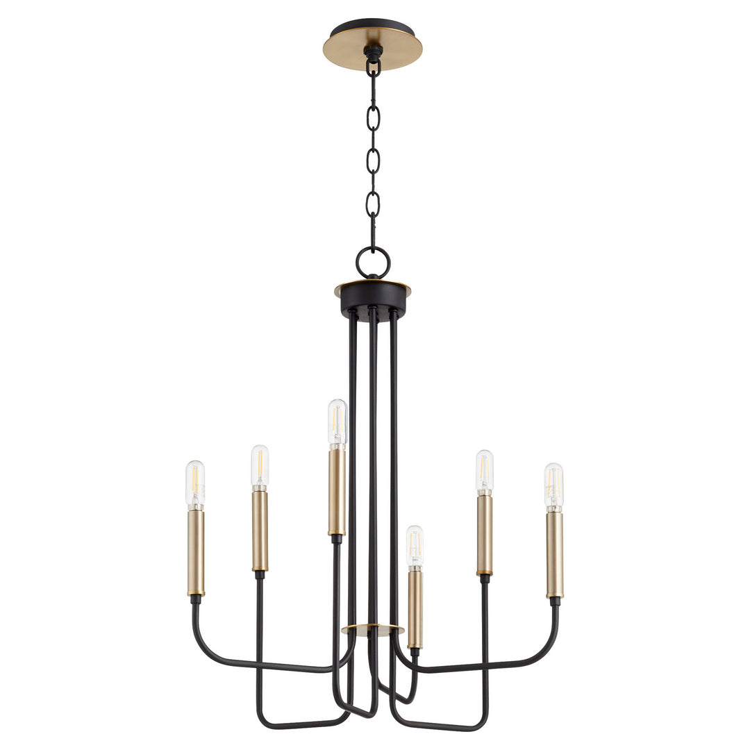 Quorum Hope 630-6-6980 Chandelier Light - Textured Black W/ Aged Brass