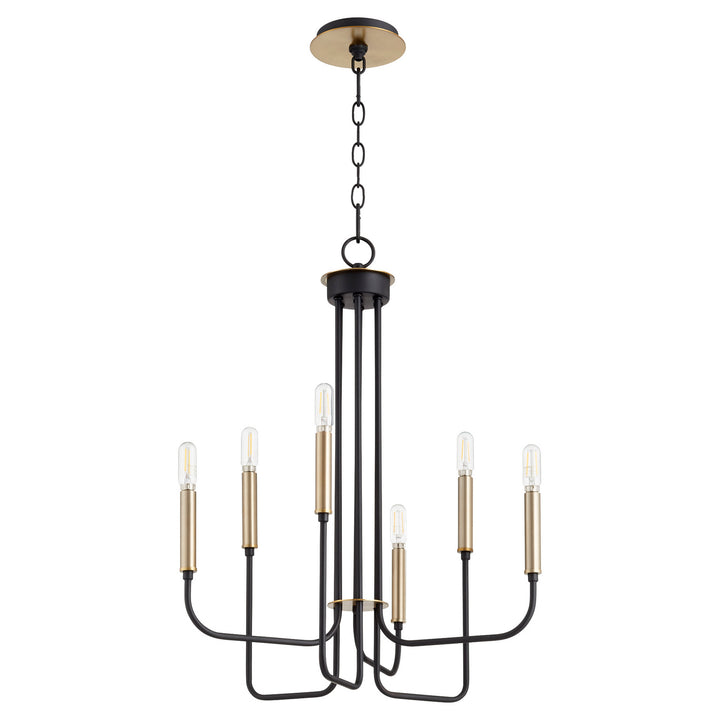 Quorum Hope 630-6-6980 Chandelier Light - Textured Black W/ Aged Brass