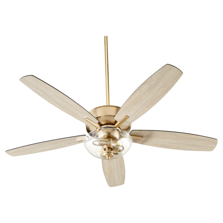 Quorum Breeze 7052-280 Ceiling Fan 52 in. - Aged Brass, Matte Black/Weathered Oak