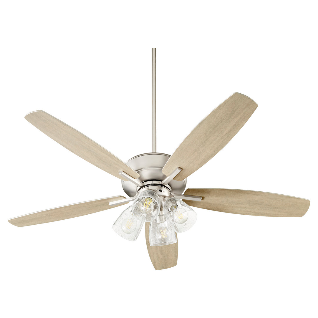 Quorum Breeze 7052-465 Ceiling Fan 52 in. - Satin Nickel, Silver/Weathered Gray