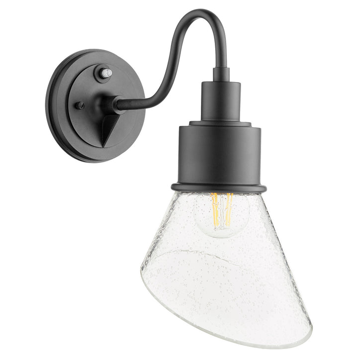 Quorum Torrey 733-69 Wall Sconce Light - Textured Black W/ Clear/Seeded, Walnut/Weathered Oak/