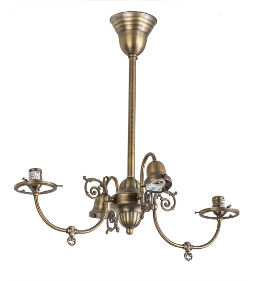 Meyda Tiffany Lighting 101797 Revival Four Light Oblong Chandelier Hardware Utility Light Brass - Antique