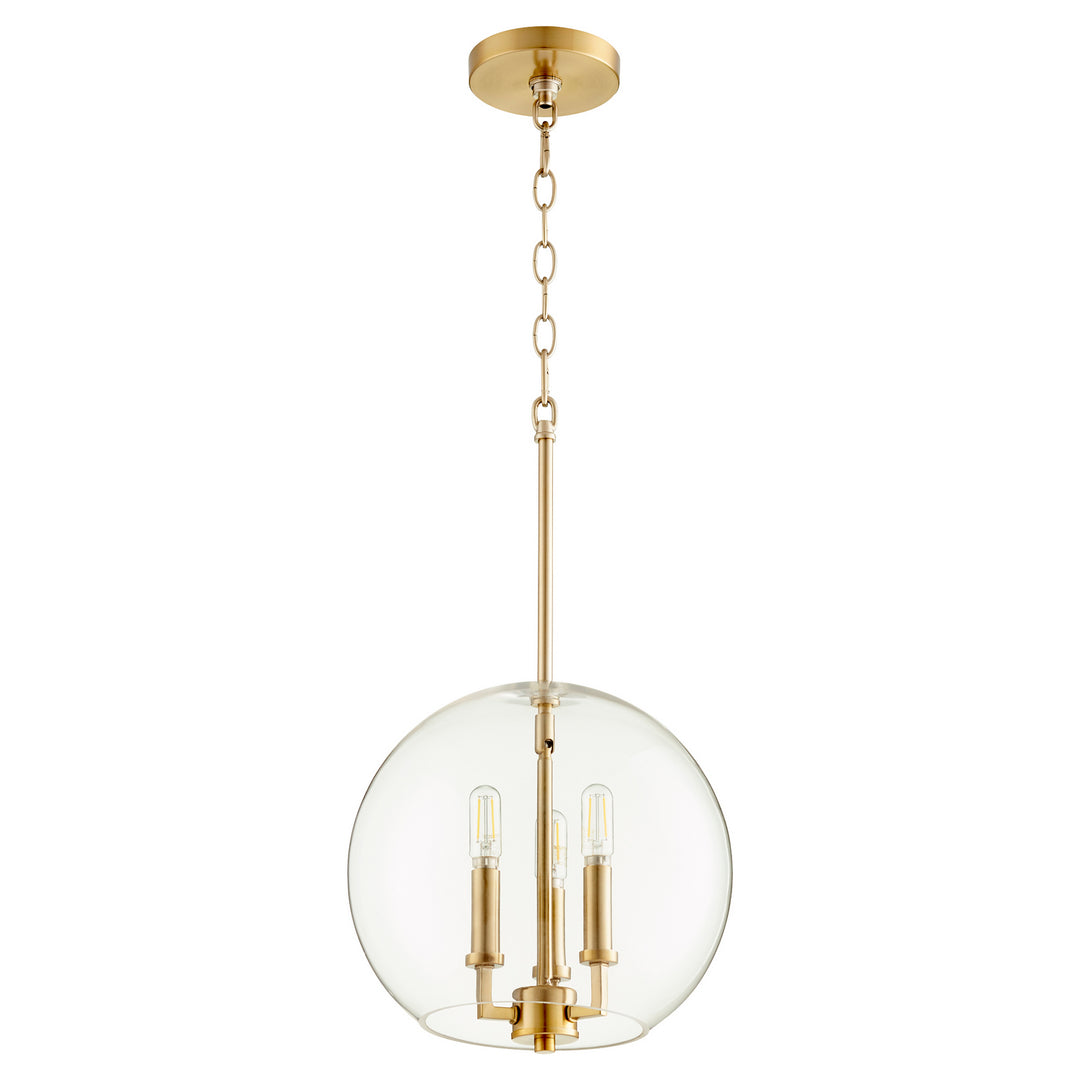 Quorum 873 Globe Pendants 873-3-80 Pendant Light - Aged Brass