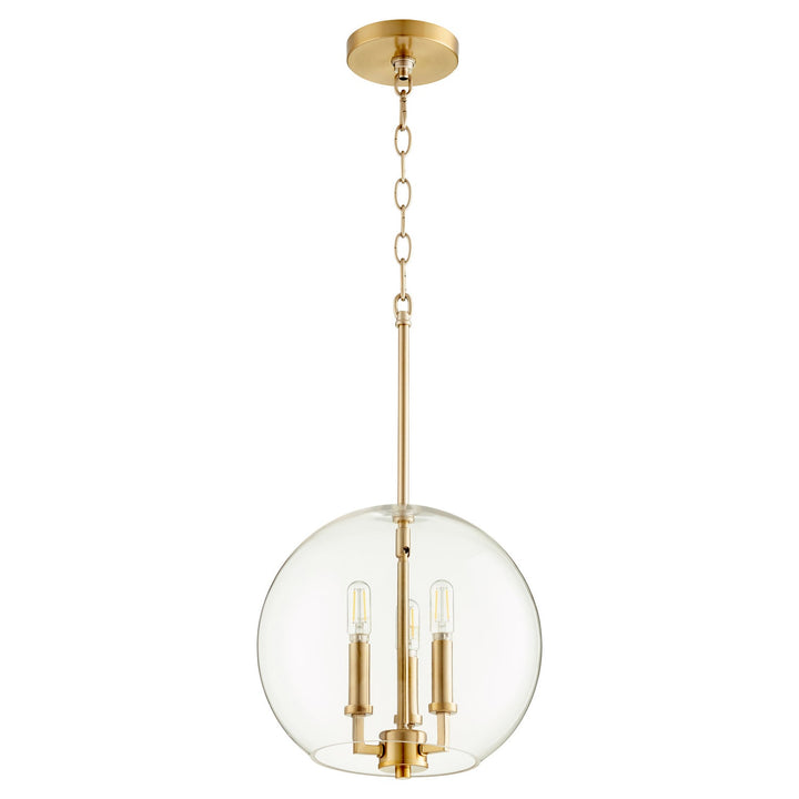 Quorum 873 Globe Pendants 873-3-80 Pendant Light - Aged Brass