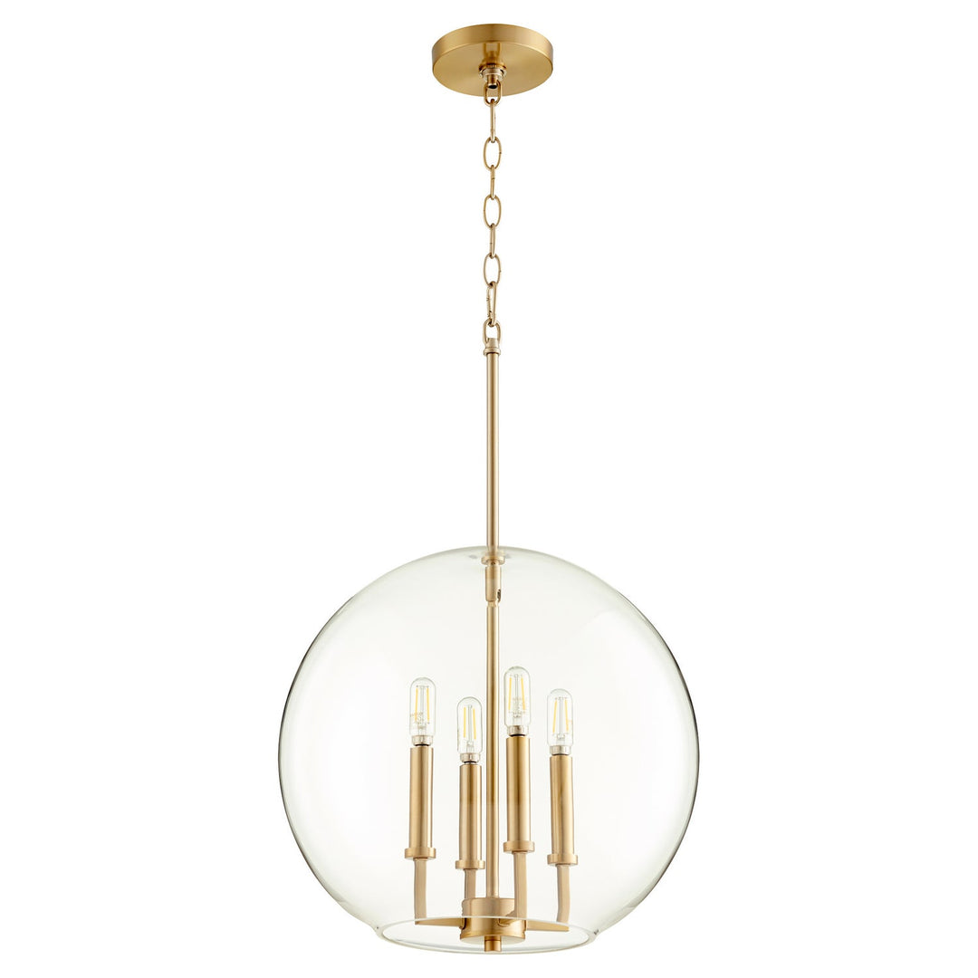 Quorum 873 Globe Pendants 873-4-80 Pendant Light - Aged Brass