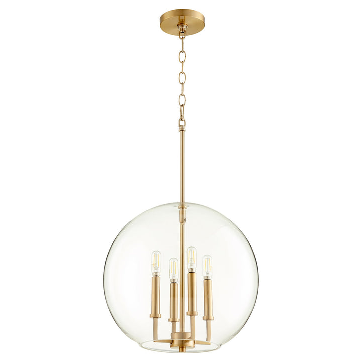 Quorum 873 Globe Pendants 873-4-80 Pendant Light - Aged Brass