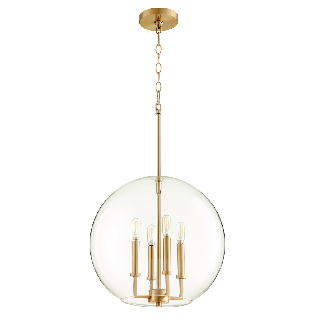 Quorum 873 Globe Pendants 873-4-80 Pendant Light - Aged Brass
