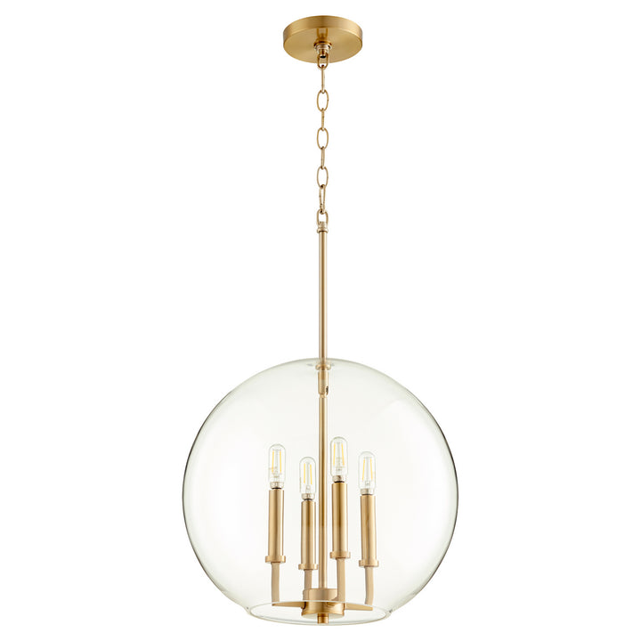 Quorum 873 Globe Pendants 873-4-80 Pendant Light - Aged Brass