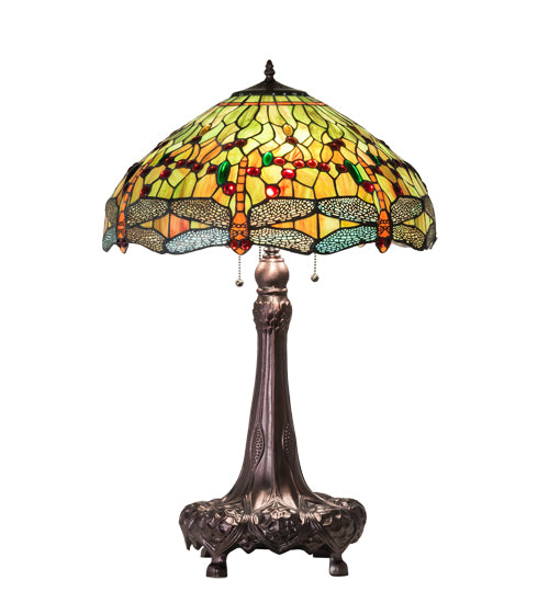 Meyda Tiffany Lighting 101830 Hanginghead Dragonfly Three Light Table Lamp Lamp Bronze / Dark